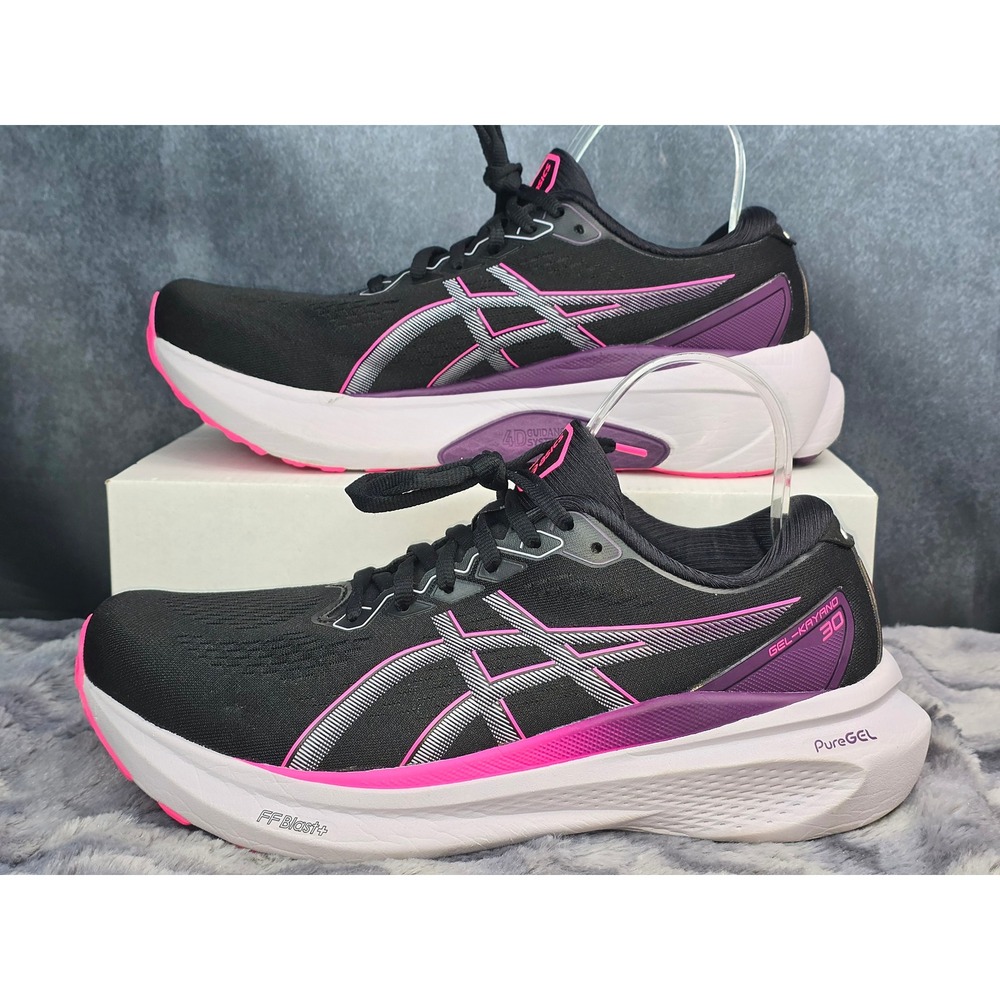 EUC ASICS Gel-Kayano 30 Black Pink Running Shoes Women 11 Wide 1012B503